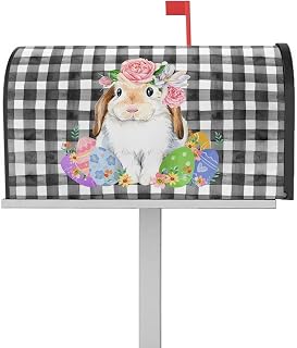 Mailbox Covers Magnetic Post Box Cover Happy Easter Day Cute Rabbits and Easter Eggs Mailbox Cover for Outdoor Garden Yard Decorations Standard Size 18.5" X 21.7"