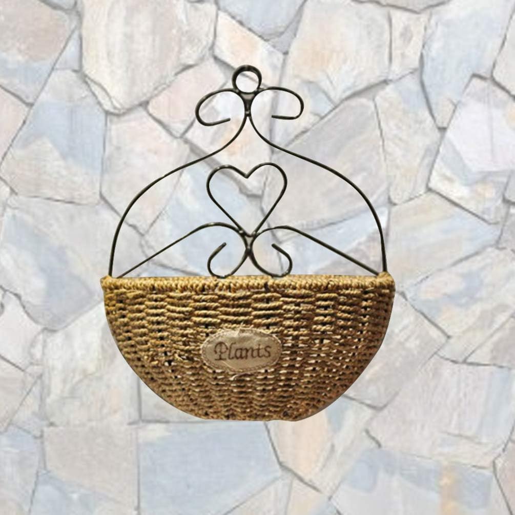 Hemoton Handmade Wall-Mount Flower Pot 13.38X11.02X5.90In Woven Hanging Planter with Waterproof Lining for Indoor Room Bedroom Decor