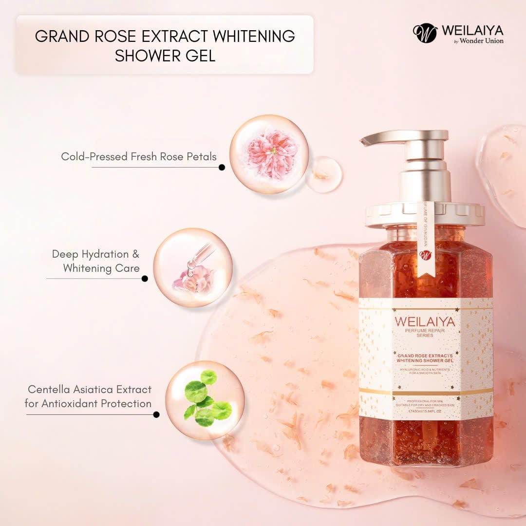 Weilaiya Damask Grand Rose Extract Shower Gel – 450mL / 15.2 fl oz – Moisturizing Body Wash with Natural Rose Essence – Gentle, Hydrating, Aromatherapy Cleanser for All Skin Types - Image 4