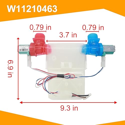 Miniatura 3 de W11101906 W11210463 Washer Water Inlet Valve, Replaces For W10701461 W10883458 W10869803 W11038696 AP6329219, Compatible with Whirlpool Amana