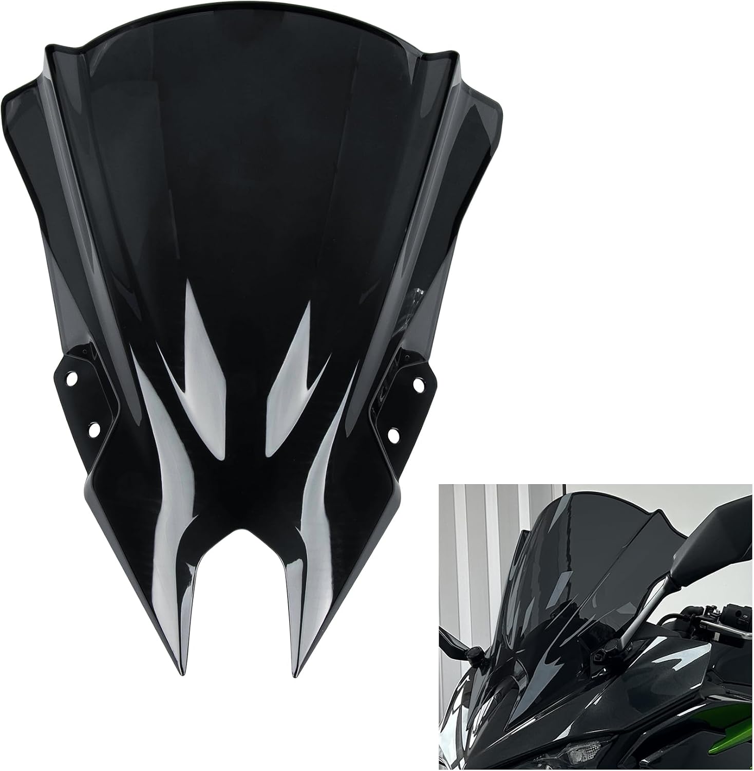 windshield for ninja500 se 2024 2025, psler windscreen double bubble wind deflector protector fairing for ninja500 se ninja 500 2024 2025 (18" black) 18 inch black