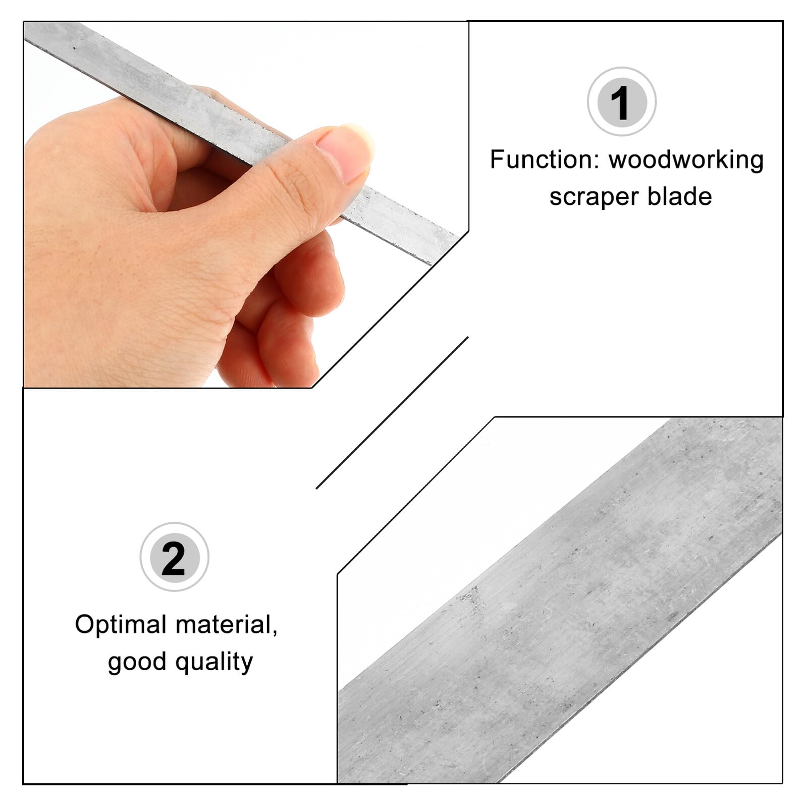 Ipetboom Lot de 5 Grattoirs à Bois en Acier Manganèse Haute Résistance Lames Incurvées de 1 à 5 CM Outils de Ponçage pour Meubles et Travaux de Menuiserie