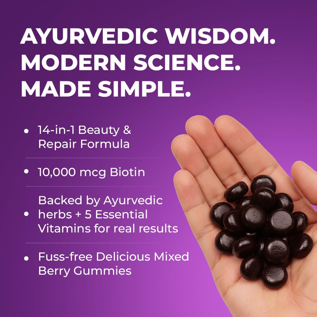 The Wellness Project 14-in-1 Hair, Skin & Nails Gummies with 10,000 mcg Biotin, Keratin, Hyaluronic & Folic Acid, Vitamins A, B5, B6 & B12 & Sea Buckthorn | for Women & Men | Tasty Mixed Berry Flavor - Image 8