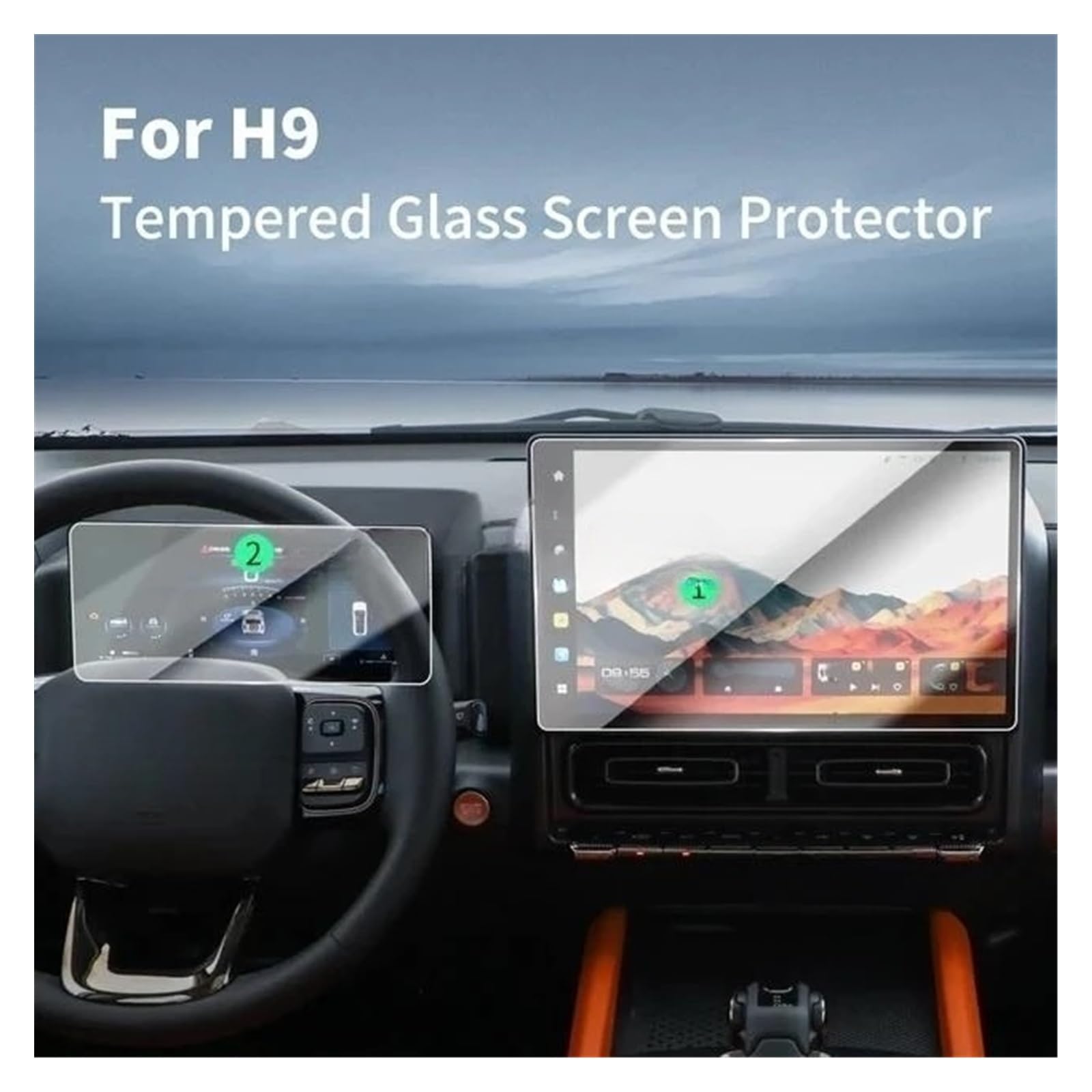 Displayschutzfolie Aus Glas Für Ha&val H9 2024 2025 Auto-Navigationssystem Und Armaturenbrett Kratzfest Displayfolie