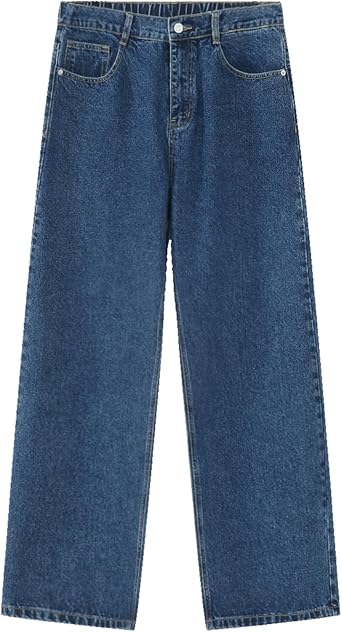 Mens Jeans Autunm Korean Elastic Waist Loose Casual Straight Commute Home Weekend Long Pants
