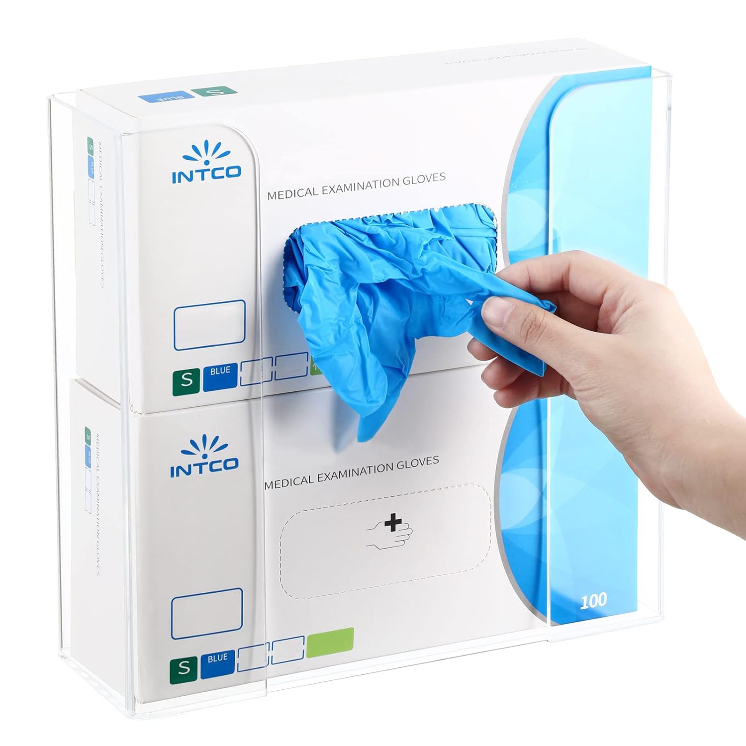 Weysat 2 Pcs Acrylic Glove Box Holder Dispenser Glove Holder for Wall Mount Clear Acrylic Rack Wall Floating Mask Dispenser for Medical Latex Rubber Disposable Mitten Boxes