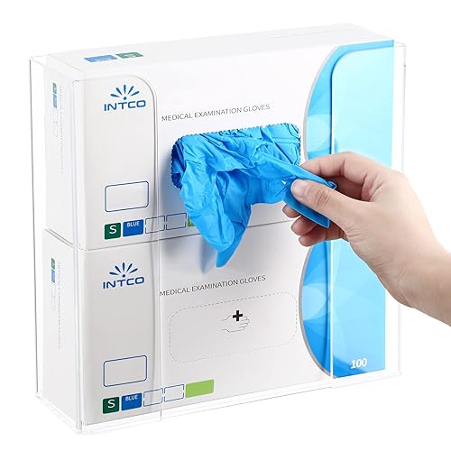 Miniatura 4 de Weysat 2 unidades de soporte de acrílico para guantera, dispensador de guantes para montaje en pared, estante acrílico transparente, dispensador de