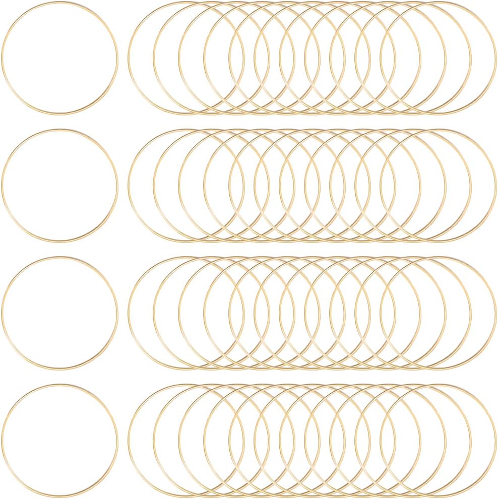 50pcs 50mm Circle Earrings Findings Round Beading Hoops Golden Brass Circles Link Open Bezel Frame Rings for DIY Jewelry Making Art Creation Gift Earring Necklace Earring Bulk Supplies