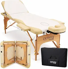 Maca Portátil Dobrável Mesa Massagem Estética Até 200Kg Creme Com Bege - AKMED