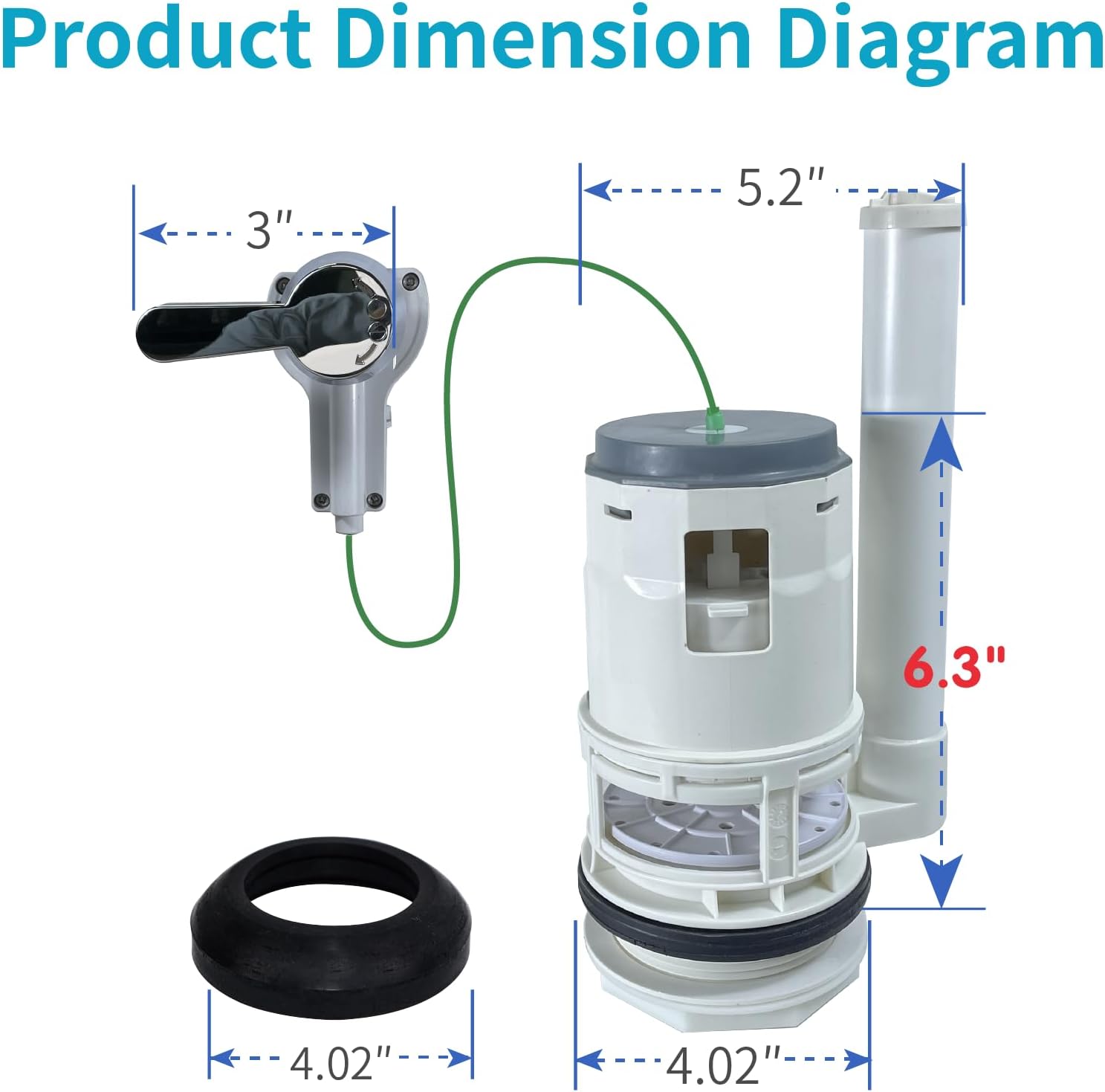 Ulinlo Pouly‌ 3-Inch Dual Flush Water-Saving Toilet Flapper Kit, Universal Side/Front Buttons, Fit TOTO/Glacier Bay/Aquasource & More, Replacement for Leaky Flapper & Chain System