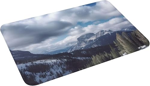 Miniatura 7 de Mountain Nature Big Sky Print Flannel Doormat Absorbent Non-Slip Floor Mat Welcome Door Mat Personalised Entry Way Mat Washable Bath Rug for Outdoor