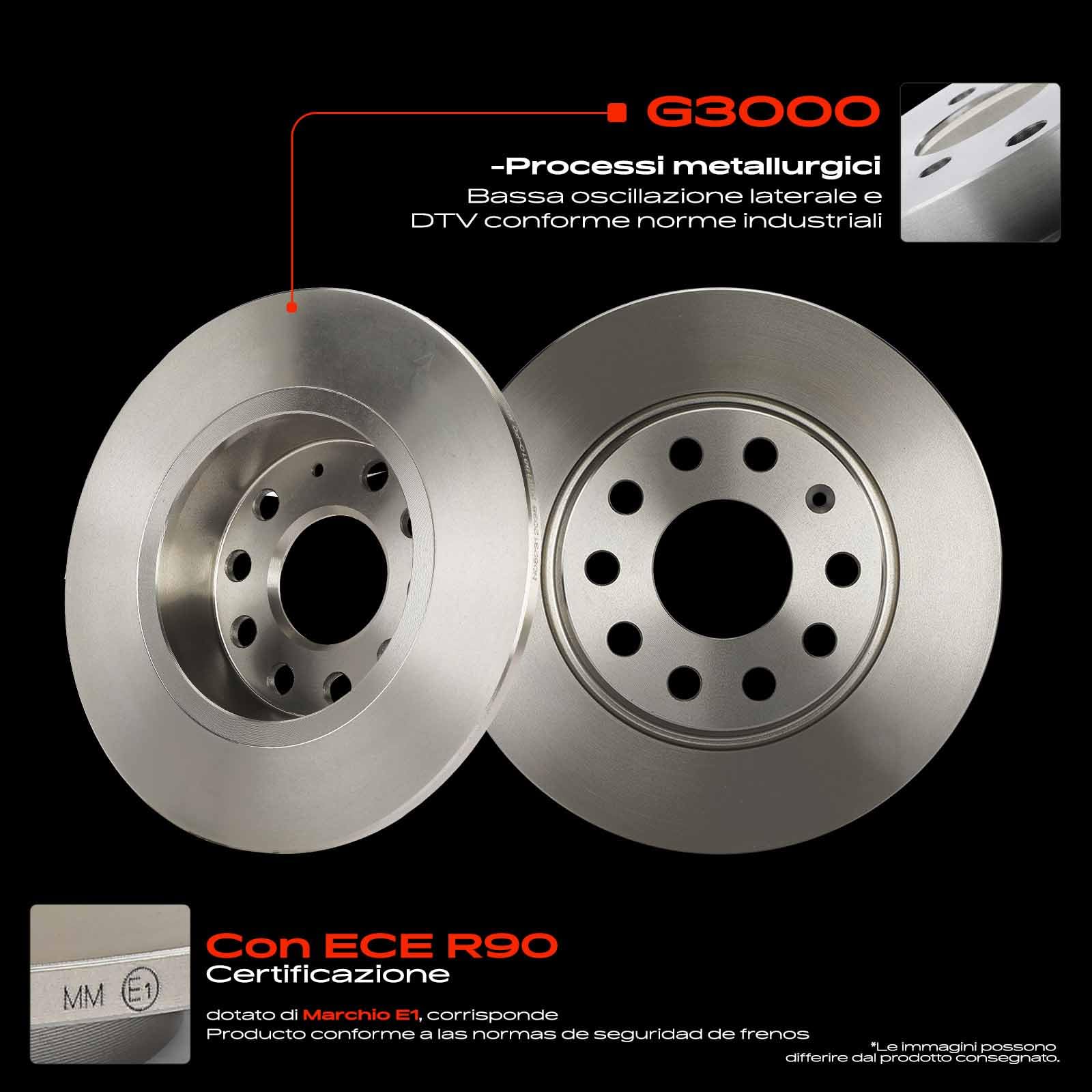 Frankberg Set freni incl. 2x Dischi Freno + 4x Pastiglie dei Freni Posteriore Compatibile con O.c.t.a.v.i.a III Combi 5E5 5E6 A1 Sportback 8XA 8XF Leon Replace# 5Q0615601D