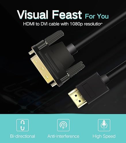 Miniatura 3 de Cable HDMI a DVI ANNNWZZD HDMI macho a DVI macho cable adaptador de 3 pies