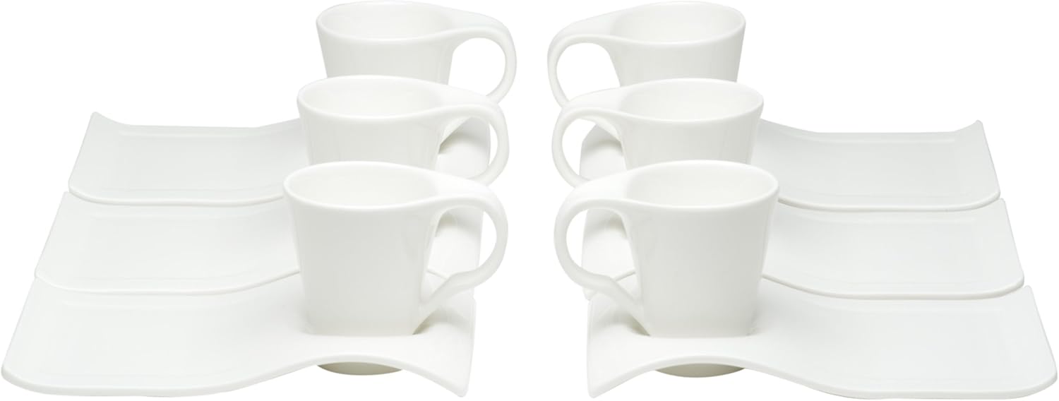 Red Vanilla Fare Espresso Cups And Saucers, 4-Ounce, Set of 6