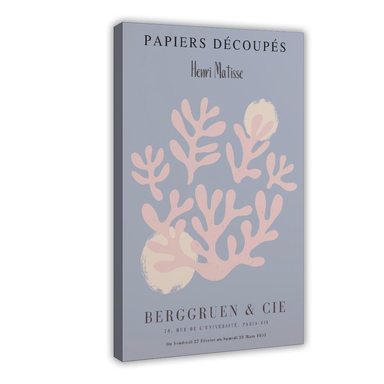 Heyanm Henri Matisse Papiers Decoupes Print_ Pastel Coral Wall Art Canvas Poster Wall Art Paintings For Living Room Bedroom Decoration Frame 16X24inch