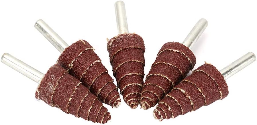 30Pcs 80# 6mm Dia Shank Tapered Abrasive Cloth Grinding Point Cone Shape Sandpaper Deburring Polishing Head 6x30mnm