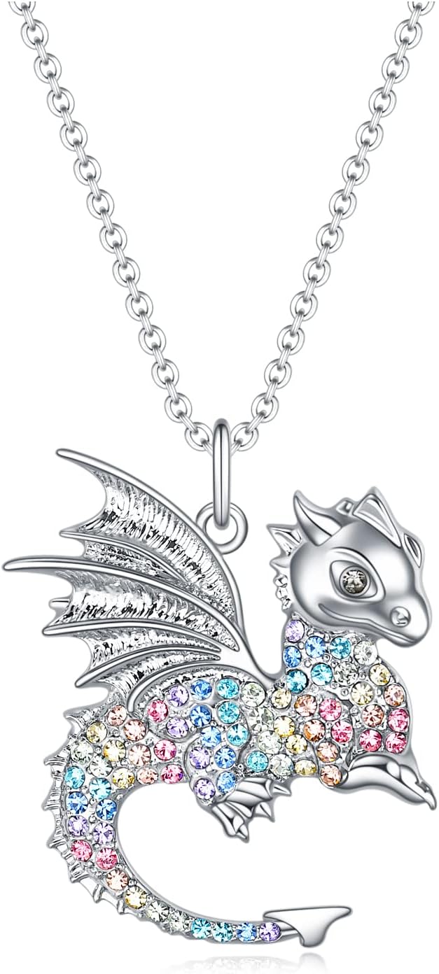 luomart Dragon Dinosaur Necklace Birthday Gifts for Girls,Dragons Dinosaurs Pendant Necklaces Jewelry for Women