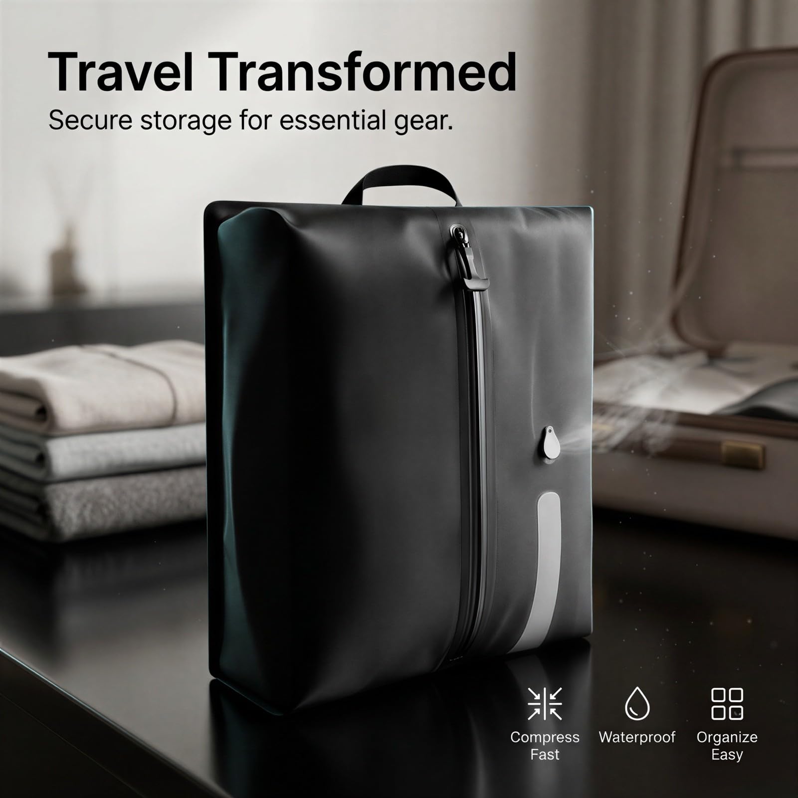 2 bolsas de vacío de equipaje para viajes con bomba, 23,1 x 16 x 13 cm, bolsas de compresión de TPU para maleta, impermeables, 50% de ahorro de espacio de almacenamiento para ropa, chaquetas, mantas