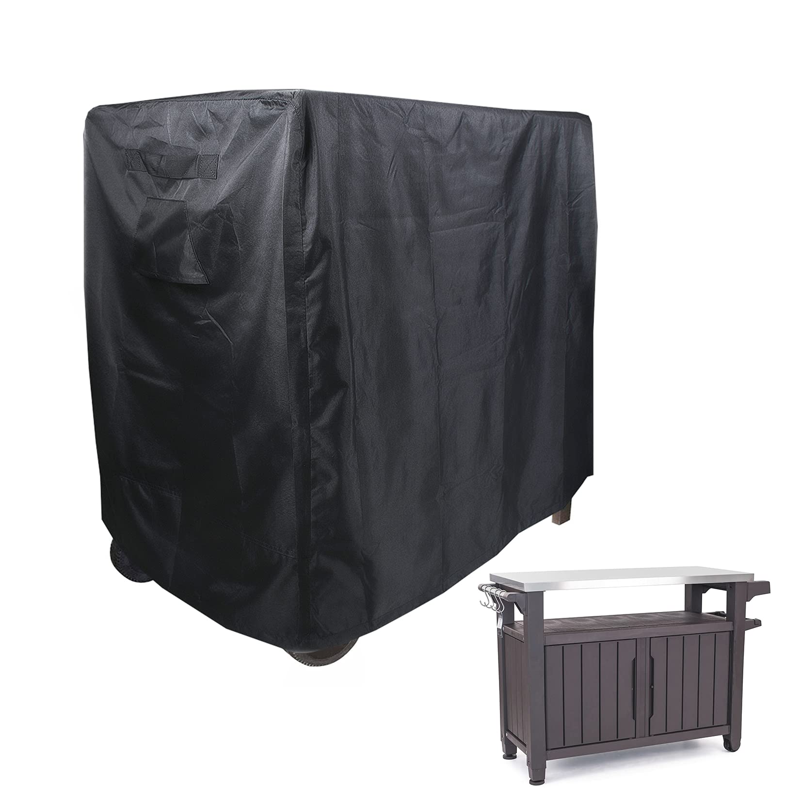 J&C 600D Outdoor Prep Table Cover Heavy Duty Outdoor Prep Table Covers BBQ Table Cover Buffet Console Cover Waterproof Buffet Table Cover Outdoor Buffet Cabinet Table Cover Weatherproof