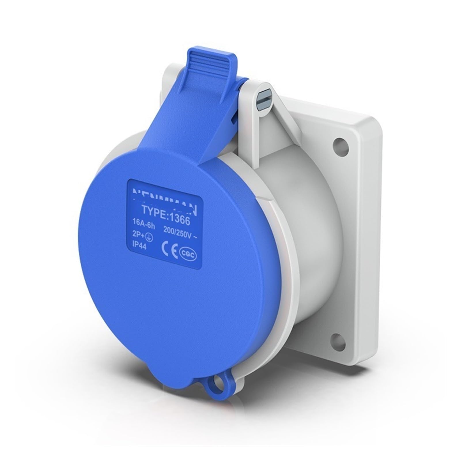 Enchufe industrial IP44 empotrable de 16A para talleres y energía en garajes