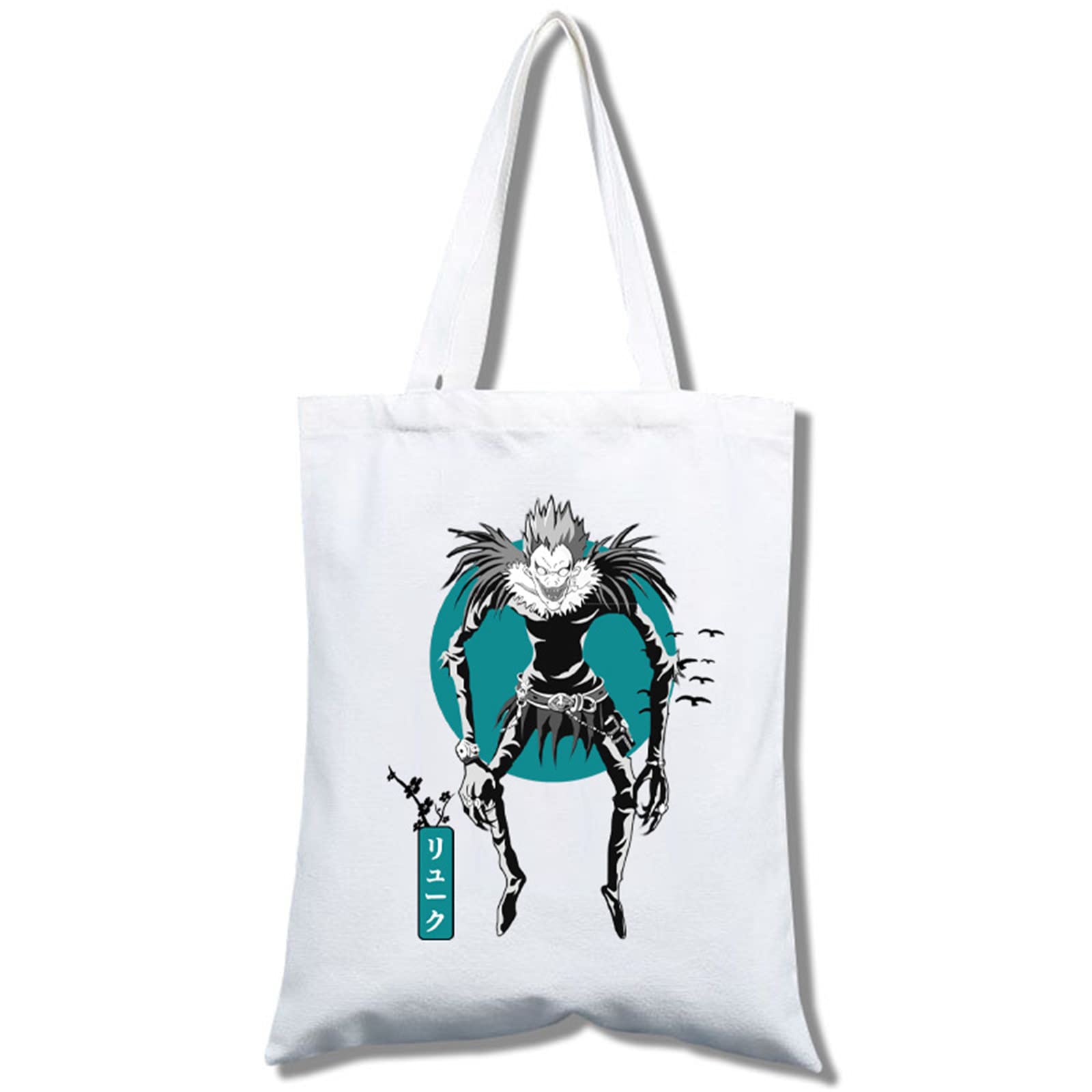 Kewing Women's # 9 Death Note Tote Canvas Bag For Girls Casual Daily School Large Capacity Shoulder Bag Ryuk Yagami Light Lawliet Cosplay Handbag For Anime Fans Gift