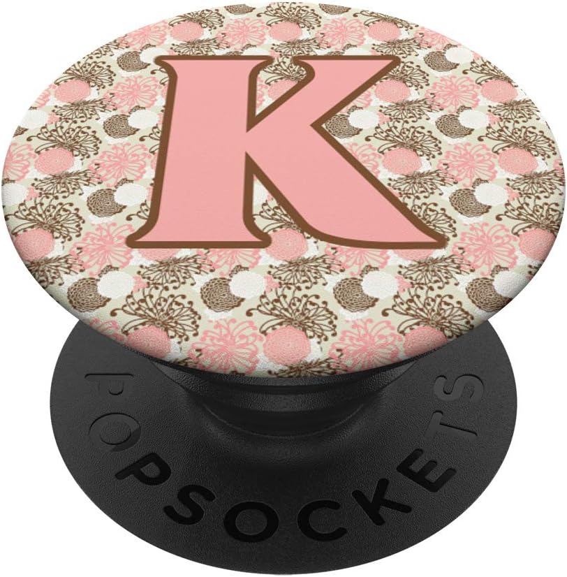 Pink and Brown Art Deco - Cute Monogram Letter K Initial