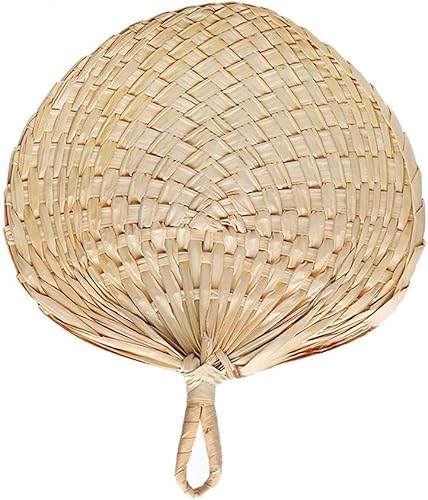 Forart Abanicos de mano de rafia natural hechos a mano, exquisito abanico de palma, abanicos de rafia hechos a mano, recuerdos de boda para bodas,