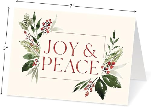 Miniatura 2 de Colorful Images Joy & Peace Tarjetas de Navidad - Juego de 24 tarjetas, sobres y sellos, cartulina, 5 x 7 pulgadas