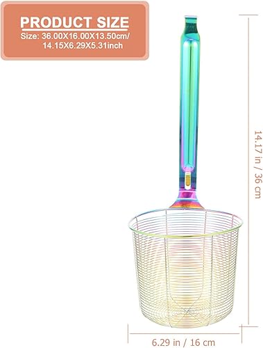 Miniatura 7 de Pasta Strainer Basket Hanging Asian Strainer Ladle Stainless Steel Wire Skimmer Spoon with Handle Deep Fry Basket for Kitchen Frying Food Pasta