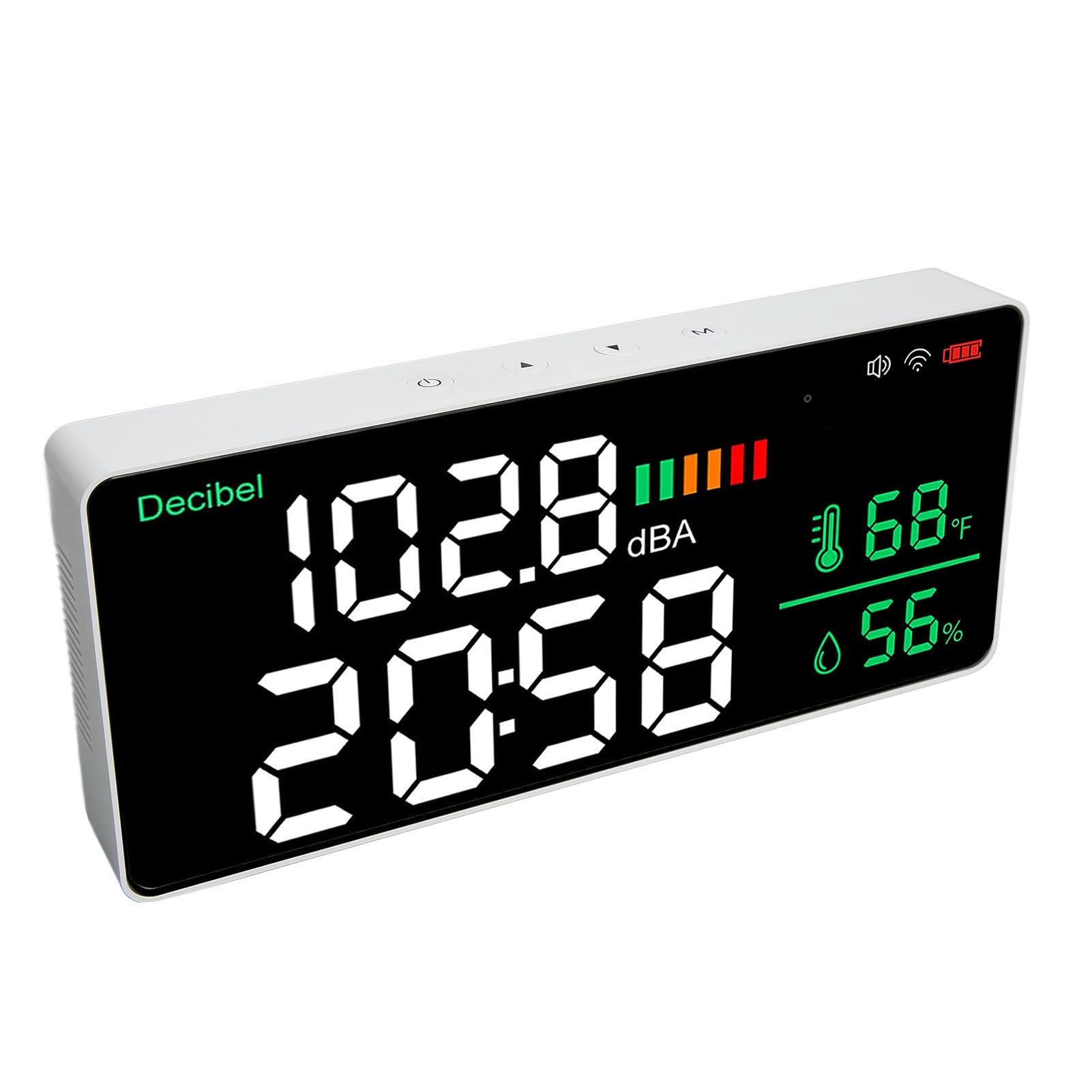 LED Decibel Messgerät 2,4 G WiFi -Wandmontage 11 Zoll LED -Temperaturfeuchtigkeitszeitanzeigeschallmesser für - Multifunktionaler Geräuschdetektor für den Gebrauch von Zuhause und Büro