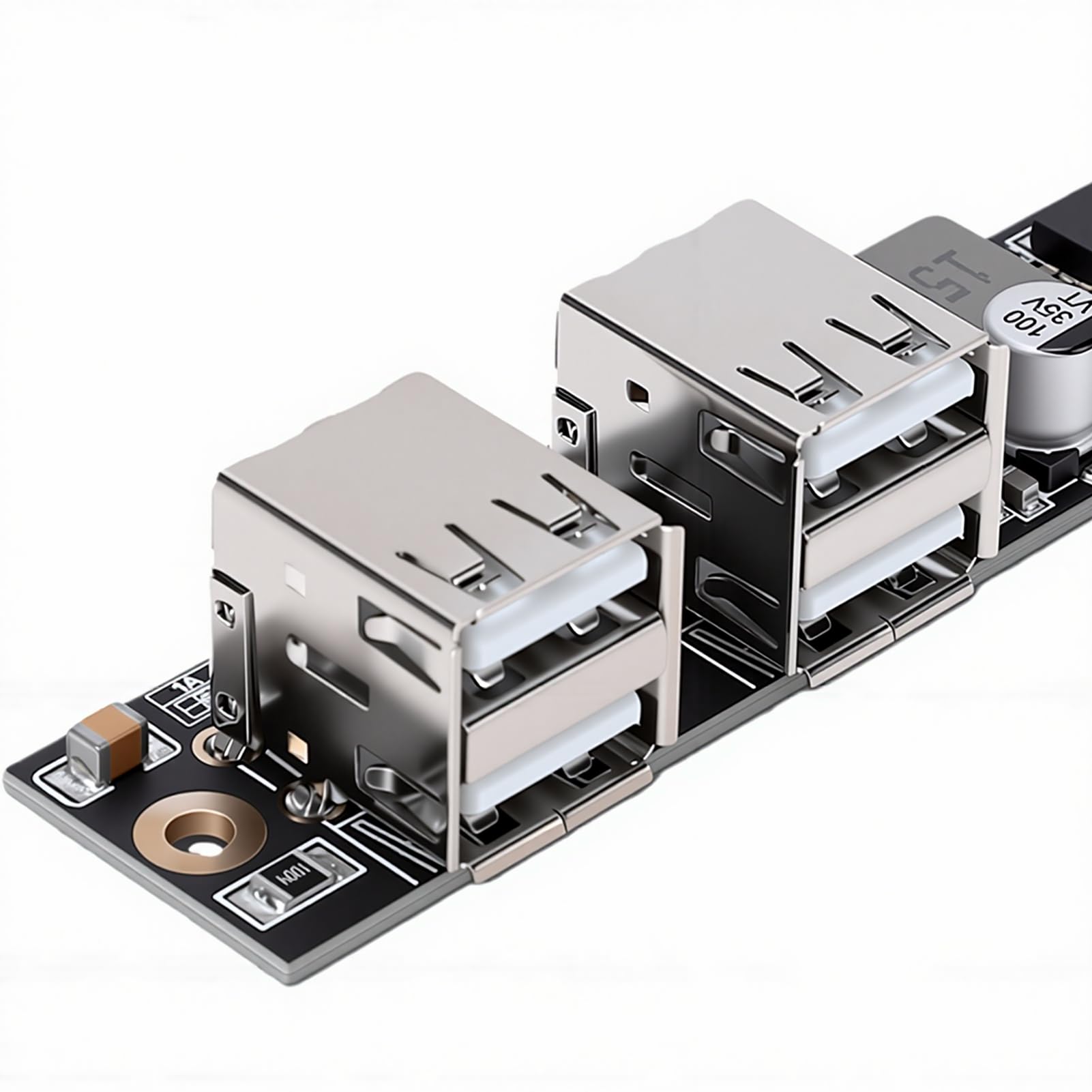 Jeffergarden Karta rozszerzeń Zasilania Drukarki 3D, Zamiennik o | Materiał PCB, 4 Porty USB A z Zabezpieczeniem Nadprądowym, 4 Złącza MX3.0 2x2Pin, kompatybilność z AMS, Konstrukcja