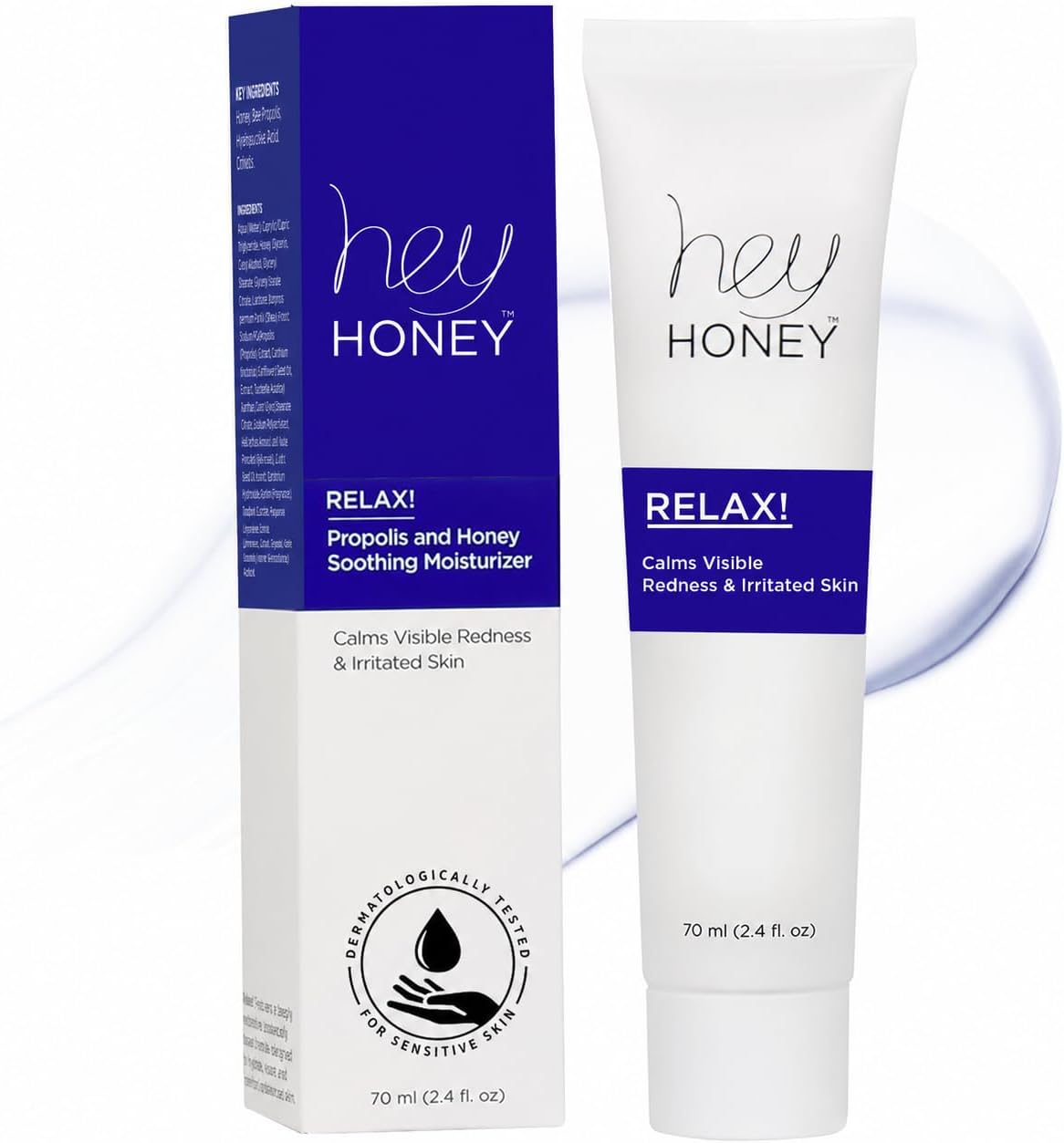 Skincare Relax - Instant Rosacea Relief Cream for Sensitive Skin | Calming Face Moisturizer for Facial Redness & Irritation | Dermatologist Tested, Oil-Free with Honey & Propolis | 2.4 Oz