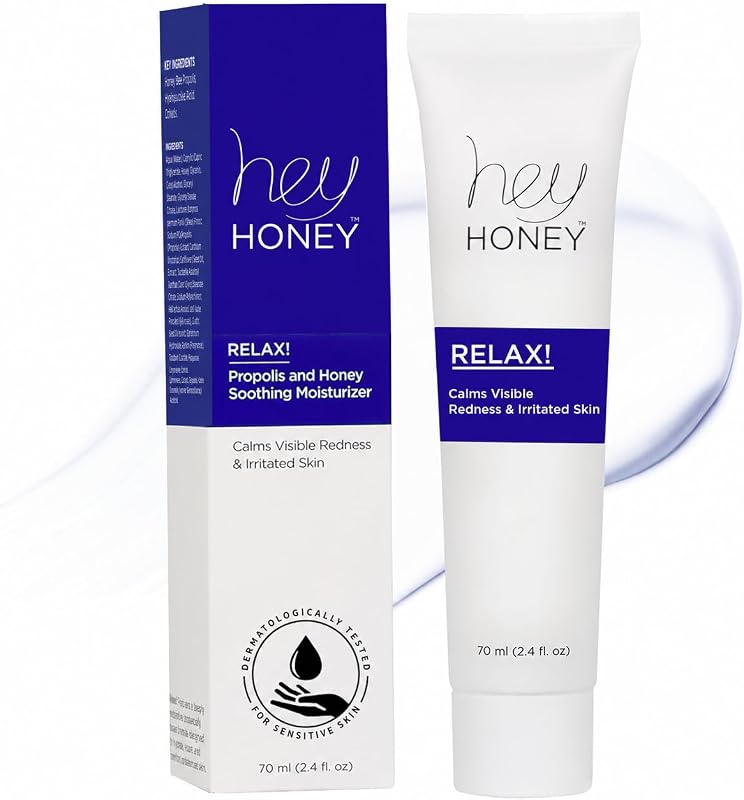 Hey Honey Skincare Relax Hidratante facial com mel e própolis, 68 g