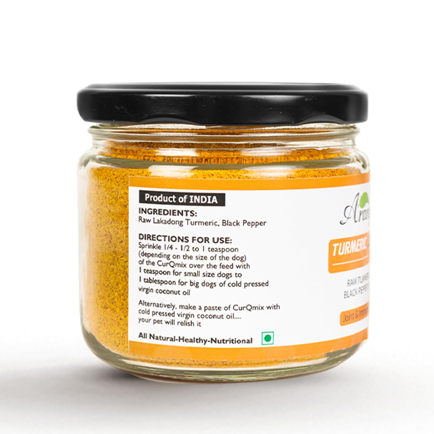 Aranyam Lakadong Turmeric CurQmix for Dogs - 110g | Joint & Immune Support Supplement for Dogs | Anti-Inflammatory, Mobility Booster & Nutritional Sprinkler for Dog 1