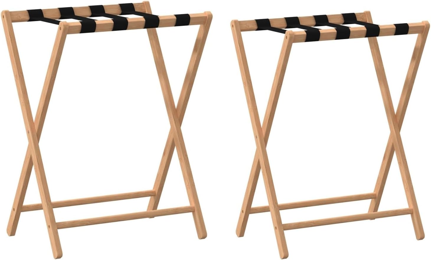 Luggage Rack with Nylon Straps, Bamboo Travel Box Suitcase Stand for Bedroom and Hotel Use