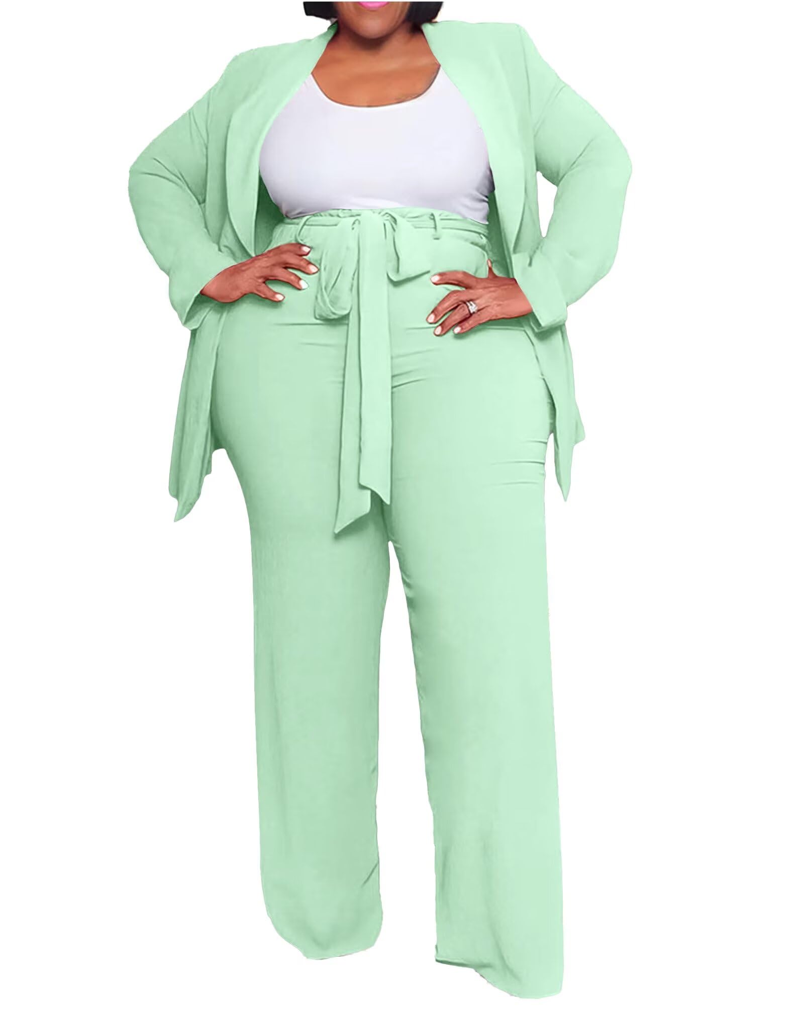 IyMoo Women's Plus Size Pant Suits Business Casual Outfit