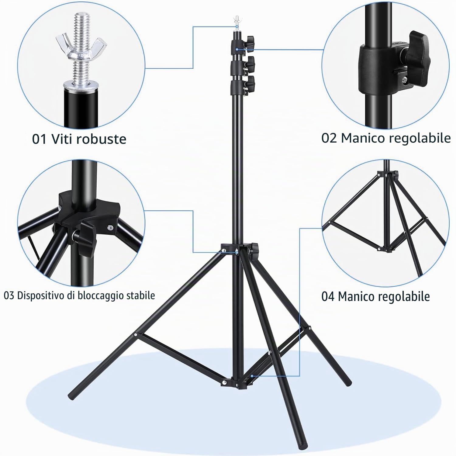 Supporto Fondale Fotografico 2,1 x 3 m, Supporto per Sfondo Fotografico, Kit di Sfondo Regolabile con 8 Morsetti, 2 Sacchi di Sabbia, 1 Borsa per il Trasporto, per Studio Fotografico, Ritratto