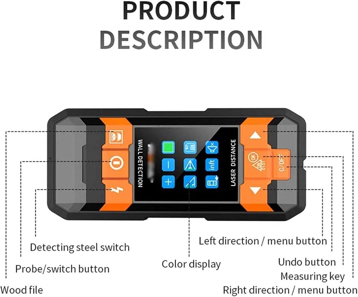 Stud Finder, Stud Detector 4 in 1 Mutifunction Wall Scanner with Upgraded Smart Sensor, HD LCD Display and Audio Alarm for The Center and Edge of Metal, Studs, AC Wire LCD Display