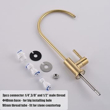 Havin Gold Drinking Water Faucet,Brushed Gold Reverse Osmosis Faucet,Water Filter Faucet for Kitchen Sink Use,Beverage Faucet,Lead-Free Stainless Steel(Brushed Gold)