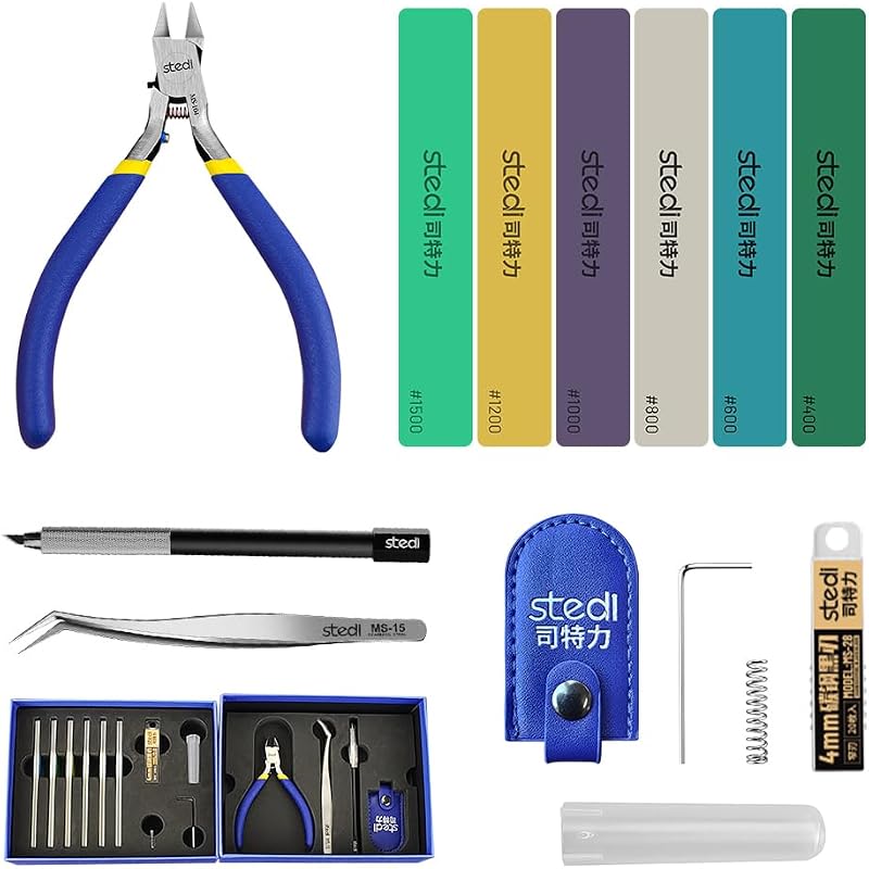 stedi Model Tools Kit for Beginners 14 PCS, Modeler Premium Basic Tools | Professional Craft Set Hobby Making Tools for Gundam, Miniature Military Model, 3D Resin Parts