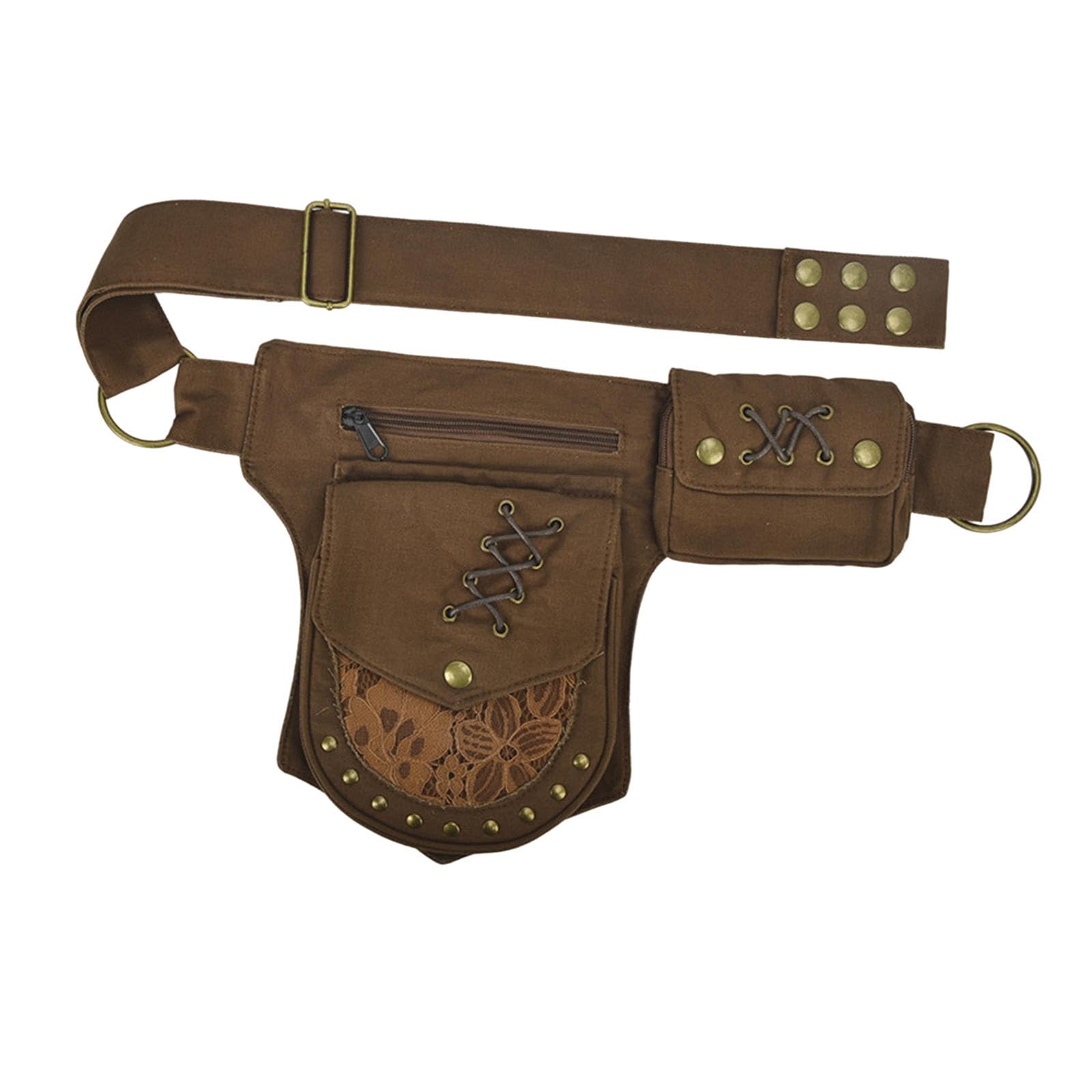 COSMO LADY Waist Pack Adjustable Strap Stylish Fanny Pack for Street Hiking Backpacking Brown