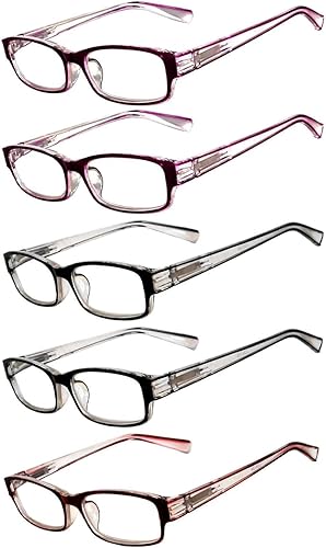 OWL Readers - Paquete de 5 lentes de lectura elegantes para mujer con hermosos patrones para mujer, bisagra de resorte de lujo, aspecto elegante