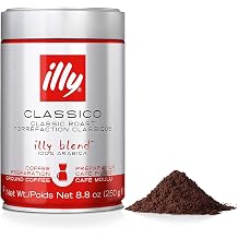illy Classico Ground Drip Coffee, Medium Roast, Classic Roast with Notes Of Chocolate & Caramel, 100% Arabica Coffee, No Preservatives, 8.8 Ounce Pack of 1