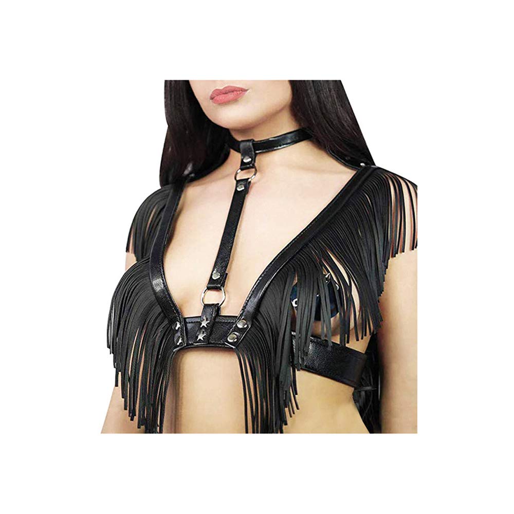 VITORIA'S GIFT Sexy Chest Sculpting Body Waist Belt Punk Gothic Sexy Bondage PU Leather Waist Tassel Belts