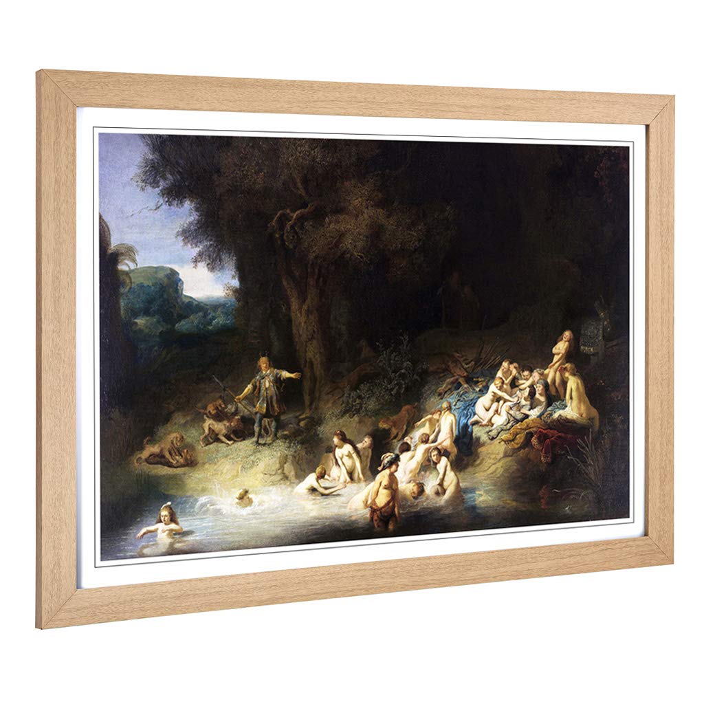 Big Box Art Framed Print of Rembrandt Diana and Actaeon Anholt Castle Design | Wall Art Picture | Home Decor for Kitchen, Living Room, Bedroom, Hallway, Oak, A2 / 24.5x18 Inch / 62x45cm