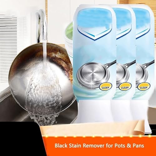 Pot Bottom Black Stain Remover, Heavy Duty Cookware Cleaner for Burnt Grease & Tough Oil Stains, Easy Cleaning Solution for Pots, Pans & Kitchen Utensils (1Pcs)