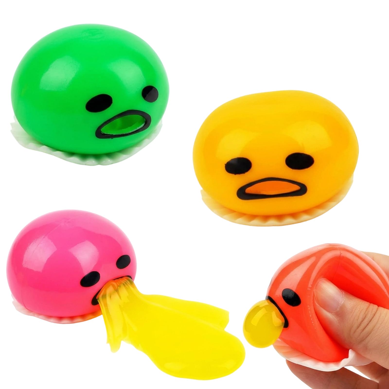 4Pcs Puking Ball Toy, Stress Relief and Sensory Stimulation, Squeeze Toys Disgusting Egg Yolk Ball, Squishy Ball Set for Office and Classroom Use, Anxiety Management Tool with Fun Design