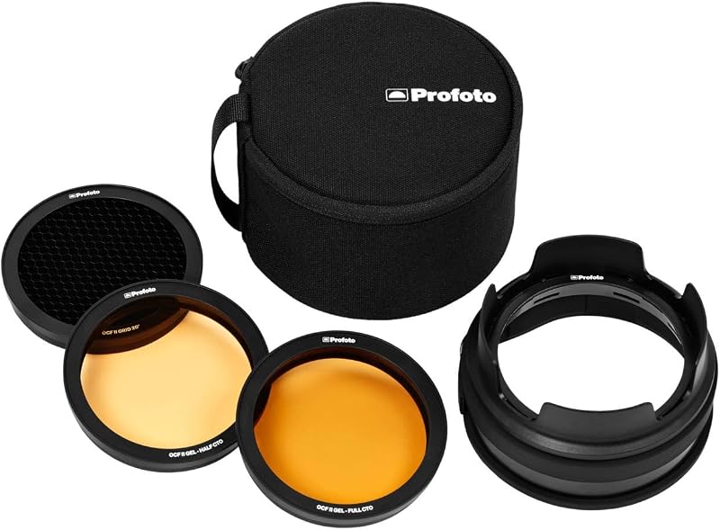 OCF II Grid and Gel Kit Light Modifier for Profoto Flashes | 20-Degree, Full CTO Gels, LED Modeling Lights