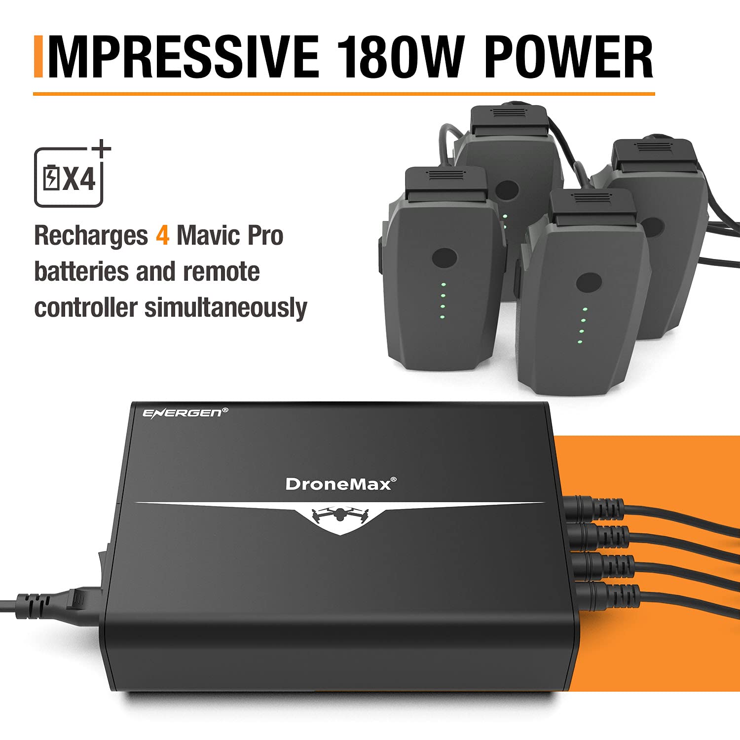 Energen Hub de chargeur de batterie Mavic Pro, accessoires de chargeur de drone DJI Mavic Pro, charge 4 batteries et 2 ports USB simultanément