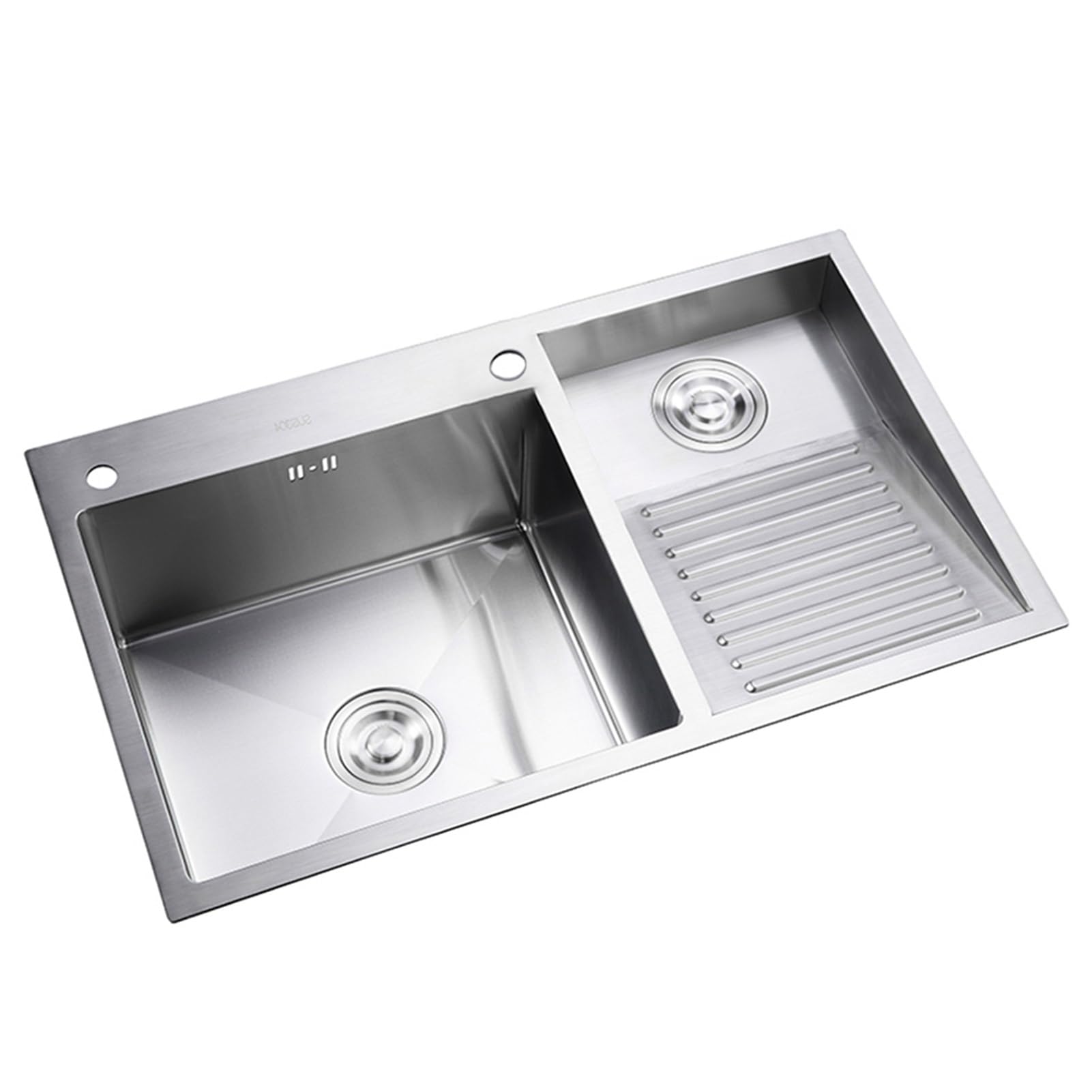 Fregadero de cocina acero inoxidable duradero diseño doble con tabla de lavar 80x48